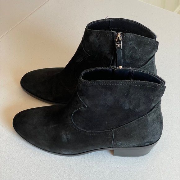 Sam Edelman Peggy Ankle Bootie Womens Size 7M Black Suede Side Zip Stacked Heel - Picture 3 of 10